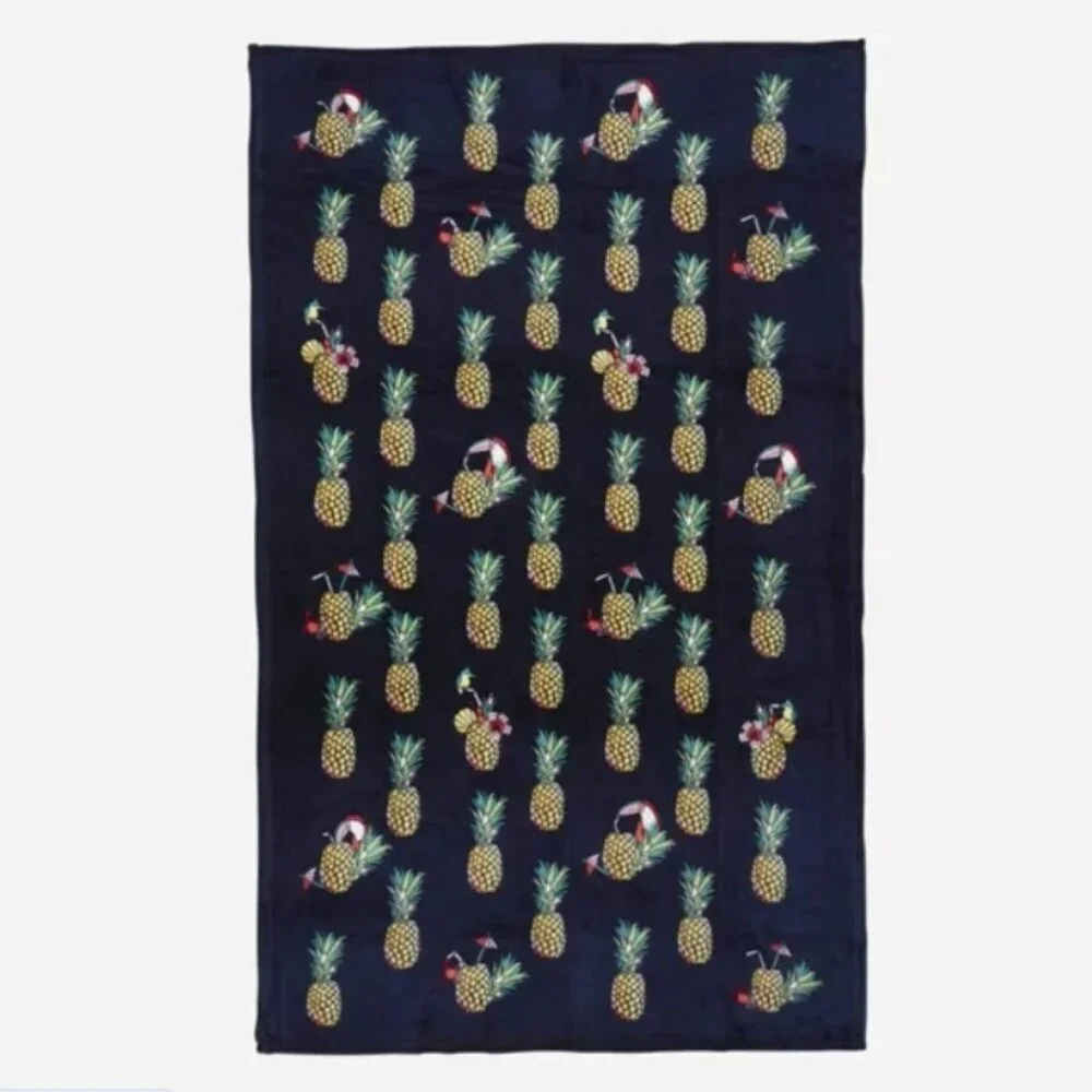 Vera Bradley Toucan Party Throw Blanket Pineapple Print Soft Cozy 80